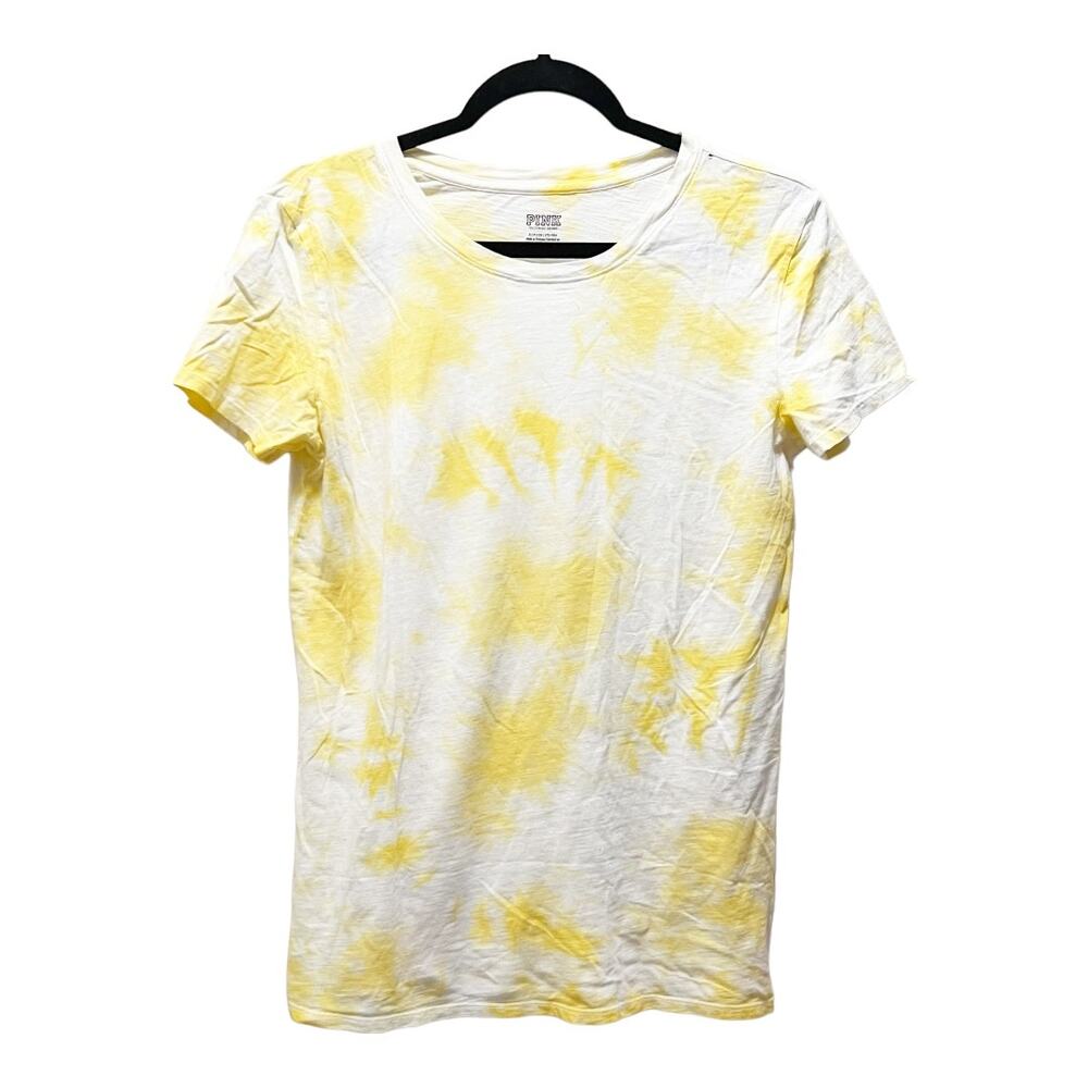 Victoria's Secret PINK Yellow Tie Dye Short Sleeve T-Shirt Size Small